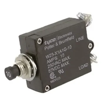 TE Connectivity Thermal Circuit Breaker - W23  Single Pole 50 V dc, 250V ac Voltage Rating, 10A Current Rating - W23-X1A1G-10 product image