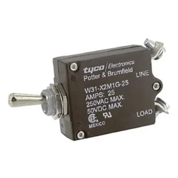 TE Connectivity Thermal Circuit Breaker - W31  Single Pole 50 V dc, 240V ac Voltage Rating, 25A Current Rating - W31-X2M1G-25 product image