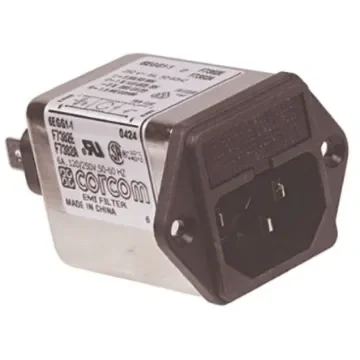 TE Connectivity 1A, 250 V ac Male Flange Mount IEC Filter 1EGG1-2, Spade 2 Fuse product image