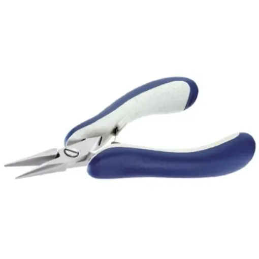 ideal-tek 25.E Electronics Pliers, Flat Nose Pliers, 145 mm Overall, Straight Tip, 10mm Jaw, ESD - 25.E6023.CRBG product image