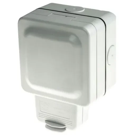 MK Electric White 1 Gang Plug Socket, 13A, Type G - British, Outdoor Use - K56486WHI product image