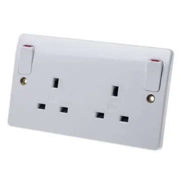 MK Electric White 2 Gang Plug Socket, 13A, Type G - British, Indoor Use - K2746WHI product image