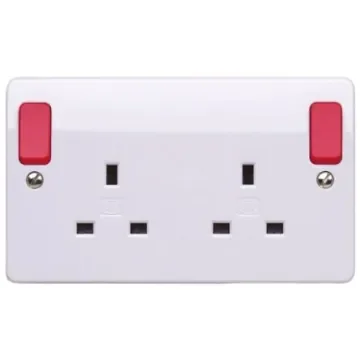 MK Electric Red 2 Gang Plug Socket, 13A, Type G - British - K2746D1WHI product image