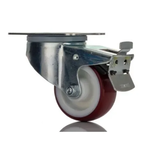 Tente Braked Swivel Castor Wheel, 150kg Capacity, 80mm Wheel - 3477UAR080P62 red product image