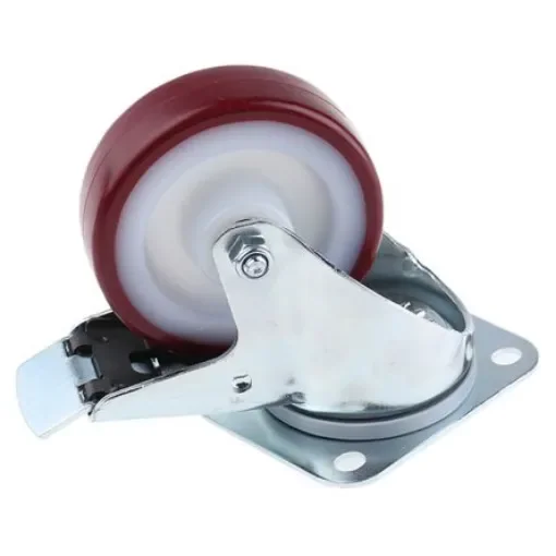 Tente Braked Swivel Castor Wheel, 150kg Capacity, 100mm Wheel - 3477UAR100P62 red product image