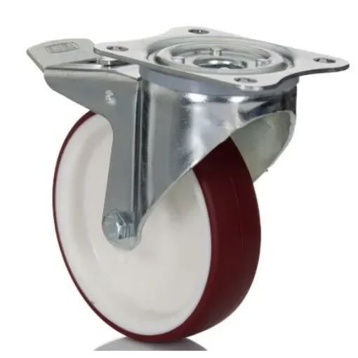 Tente Braked Swivel Castor Wheel, 300kg Capacity, 125mm Wheel - 3477UAR125P62 red product image