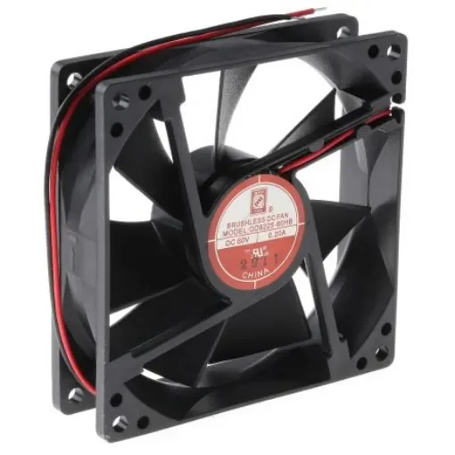 RS PRO Axial Fan, 60 V dc, DC Operation, 117.2m³/h, 12W, 200mA Max, 92 x 92 x 25mm - 7873997 product image