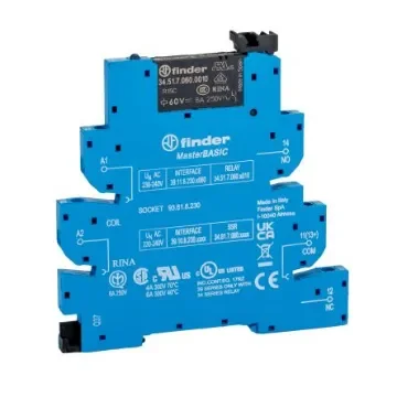 Finder 39 Series Interface Relay, DIN Rail Mount, 240V ac Coil, SPDT, 1-Pole, 6A Load - 39.11.8.230.0060 product image