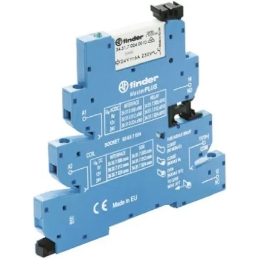 Finder 39 Series Interface Relay, DIN Rail Mount, 230V ac Coil, SPDT, 1-Pole - 39.31.8.230.0060 product image