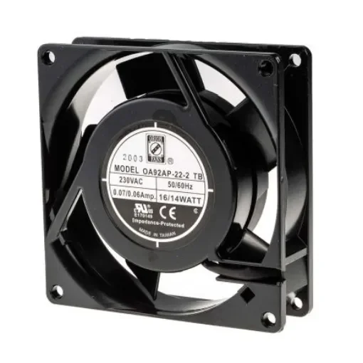 RS PRO Axial Fan, 230 V ac, AC Operation, 27cfm, 10W, 60mA Max, 92 x 92 x 26mm - 7897870 product image