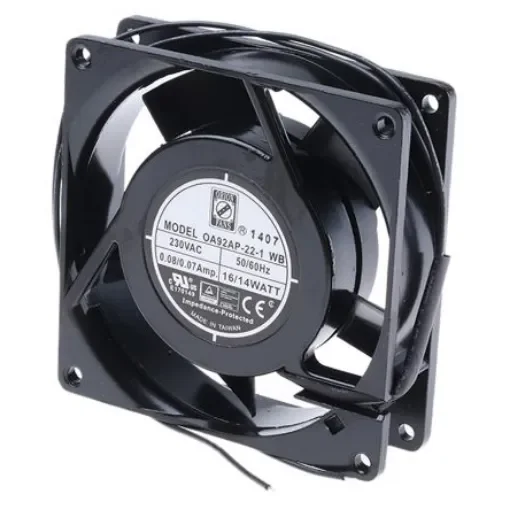 RS PRO Axial Fan, 230 V ac, AC Operation, 59.5m³/h, 13W, 92 x 92 x 26mm - 7897889 product image