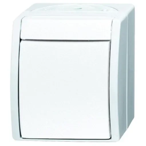 Busch Jaeger - ABB Rocker Light Switch, 2 Way, 1 Gang - 2601/6 W-54 product image
