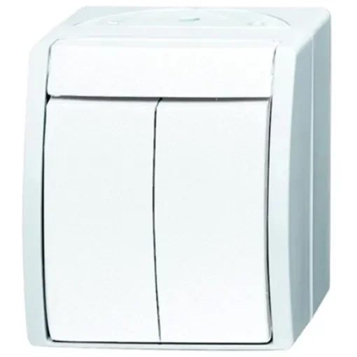 Busch Jaeger - ABB Rocker Light Switch, 1 Way, 2 Gang - 2601/5 W-54 product image