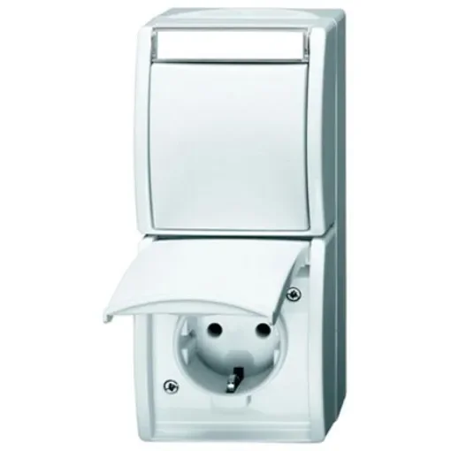 Busch Jaeger - ABB Rocker Light Switch, 2 Way, 1 Gang - 2601/6/20 EW-54 product image