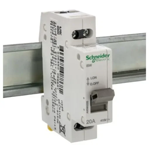 Schneider Electric 2P Pole DIN Rail Isolator Switch - 20A Maximum Current, IP40 - A9S60220 product image