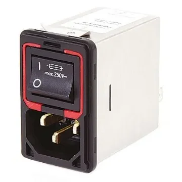 Schaffner 6A, 250 V ac Male Panel Mount IEC Filter 2 Pole FN9299-6-06, Faston 2 Fuse product image