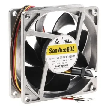 Sanyo Denki San Ace 9LG Series Axial Fan, 24 V dc, DC Operation, 92m³/h, 3.36W, 140mA Max, 80 x 80 x 25mm - 9LG0824P4G001 product image