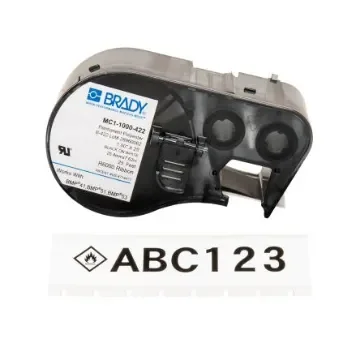 Brady B-422 Black on Black on White Label Printer Tape, 7.62 m Length, 25.40 mm Width - MC1-1000-422 product image
