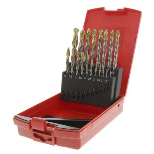 Dormer 19-Piece Twist Drill Bit Set for Multi-Material, 10mm Max, 1mm Min, HSS-TiN Bits - A095201 product image