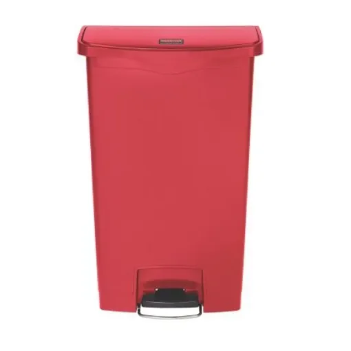 Rubbermaid Commercial Products Slim Jim 68L Red Pedal PE Waste Bin - 1883568 product image