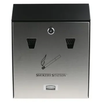 Rubbermaid Commercial Products Black, Grey Galvanised Steel Wall Mounting Outdoor Ashtray, 85mm x 390mm x 270mm - FGR1012EBK product image