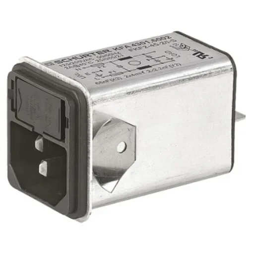 Schurter 2A, 125 V ac, 250 V ac Male Snap-In Filtered IEC Connector 4301.6002, Quick Connect 1, 2 Fuse product image