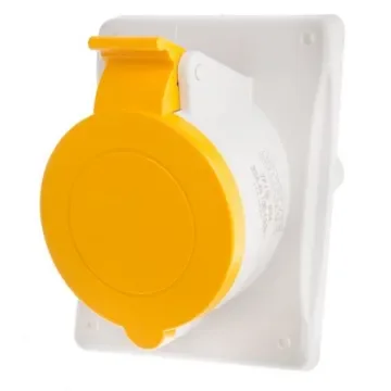 Scame IP44 Yellow Panel Mount 2P + E Heavy Duty Power Connector Socket, Rated At 32A, 110 V - 413.3263 product image