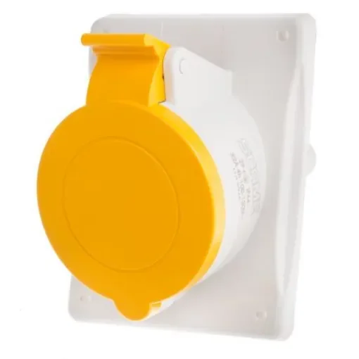 Scame IP44 Yellow Panel Mount 2P + E Heavy Duty Power Connector Socket, Rated At 32A, 110 V - 413.3263 product image