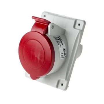 Scame IP44 Red Panel Mount 3P + E Heavy Duty Power Connector Socket, Rated At 32A, 415 V - 413.3267 product image