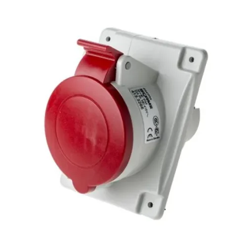 Scame IP44 Red Panel Mount 3P + E Heavy Duty Power Connector Socket, Rated At 32A, 415 V - 413.3267 product image