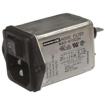 Roxburgh EMC 3A, 250 V ac/dc Male Panel Mount IEC Filter 2 Pole RIR303CEH, Faston None Fuse product image