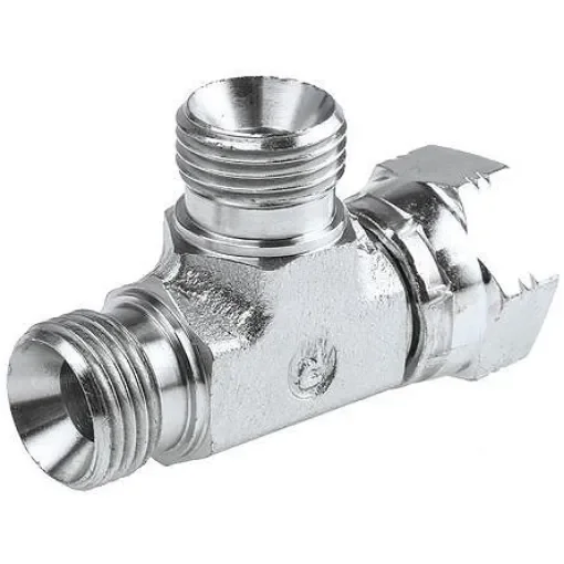 Parker Hydraulic Tee Threaded Adapter 4R6MK4S, Connector A G 1/4 Female Connector B G 1/4 Female product image