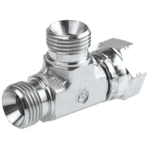 Parker Hydraulic Tee Threaded Adapter 8R6MK4S, Connector A G 1/2 Female Connector B G 1/2 Female product image