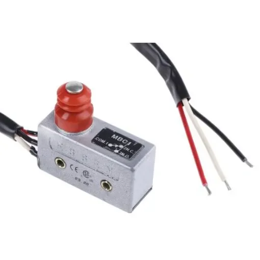 RS PRO Plunger Micro Switch, Pre-wired Terminal, 15 A @ 250 V ac, SPDT, IP54 - 7972508 product image