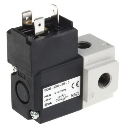 SMC 3/2 Pneumatic Solenoid Valve - Solenoid/Solenoid G 1/8 VT307 Series 12V dc - VT307-6DO1-01F-Q product image