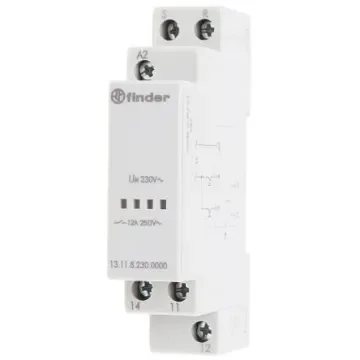 Finder DIN Rail Latching Power Relay, 230V ac Coil, 12A Switching Current, SPDT - 13.11.8.230.0000 product image