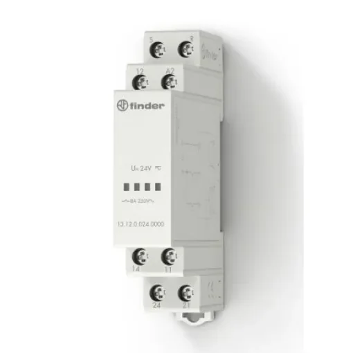 Finder DIN Rail Power Relay, 24V ac/dc Coil, 8A Switching Current, SPDT - 13.12.0.024.0000 product image