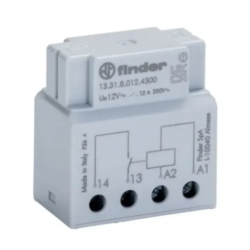 Finder Switch Box Monostable Relay, 12V ac Coil, 12A Switching Current, SPST-NO - 13.31.8.012.4300 product image