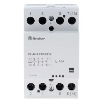 Finder 22 Series Contactor, 12 V ac/dc Coil, 4-Pole, 40 A - 22.44.0.012.4310 product image