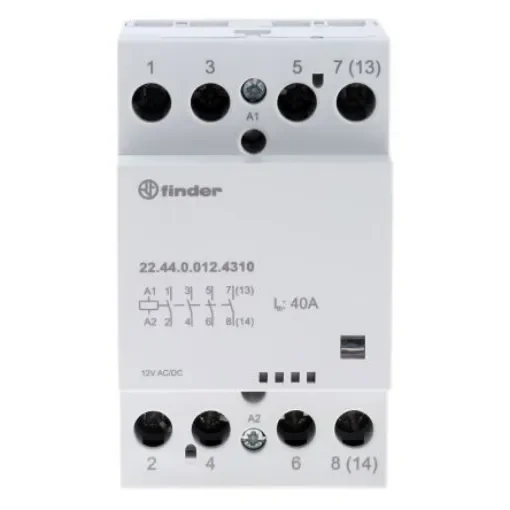 Finder 22 Series Contactor, 12 V ac/dc Coil, 4-Pole, 40 A - 22.44.0.012.4310 product image