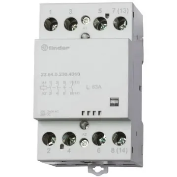 Finder 22 Series Contactor, 24 V ac, 24 V dc Coil, 4-Pole, 63 A - 22.64.0.024.4610 product image