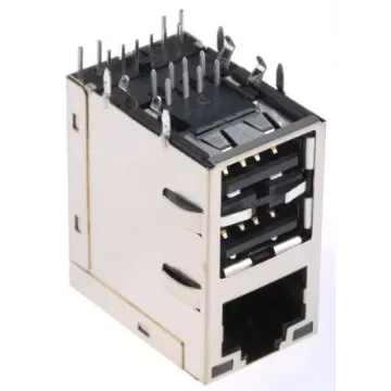 Bel-Stewart MagJack Series Female RJ45 Connector, Through Hole, STP Shield Right Angle RJ45+Dual USB -Way - 6620004-1 product image