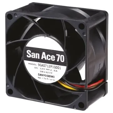 Sanyo Denki San Ace 9GA Series Axial Fan, 12 V dc, DC Operation, 159m³/h, 31.2W, 2.6A Max, 70 x 70 x 38mm - 9GA0712P1G001 product image
