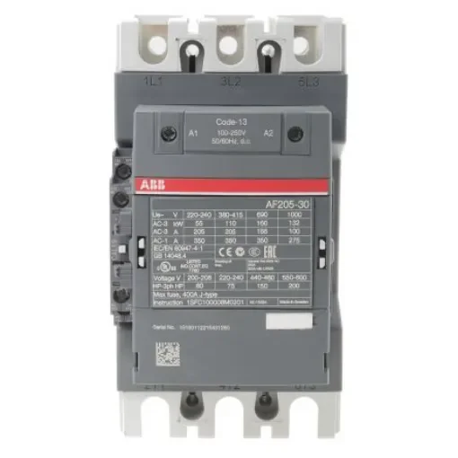 ABB AF205 AF Contactor, 230 V ac Coil, 3-Pole, 350 A, 110 kW, 3NO, 690 V ac - 1SFL527002R1311  AF205-30-11-13 product image