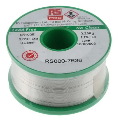 RS PRO Wire, 0.25mm Lead Free Solder, 228°C Melting Point - 8007636 product image