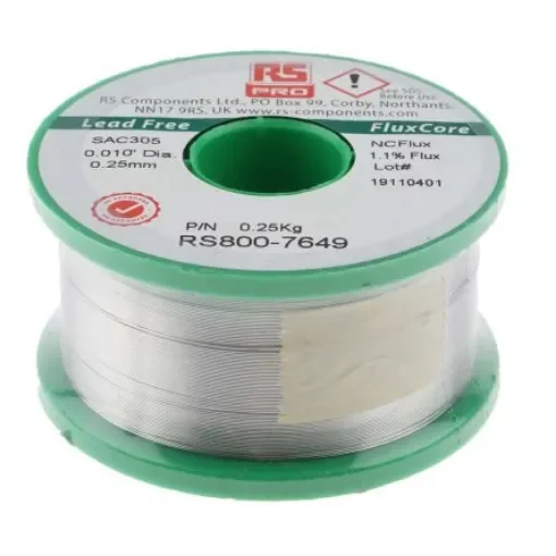 RS PRO Wire, 0.25mm Lead Free Solder, 217°C Melting Point - 8007649 product image