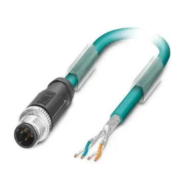 Phoenix ContactSAC-4P-M12MSD/10.0-931, 10m Cat5, Blue M12 to Male Unterminated Shielded, Terminated PUR Sheath - 1569414 product image