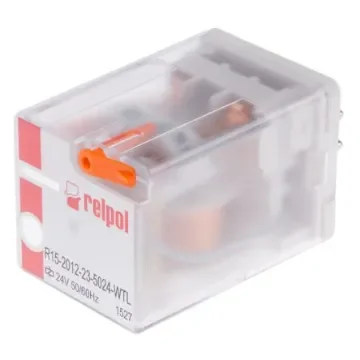 Relpol Plug In Power Relay, 24V ac Coil, 10A Switching Current, DPDT - R15-2012-23-5024-WTL product image