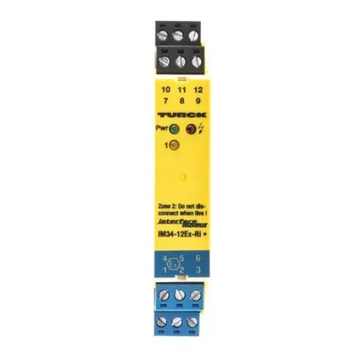 Turck 1 Channel Galvanic Barrier, Temperature Measuring Amplifier, RTD, Thermocouple, Voltage Input, Current Output, - IM34-12EX-RI product image