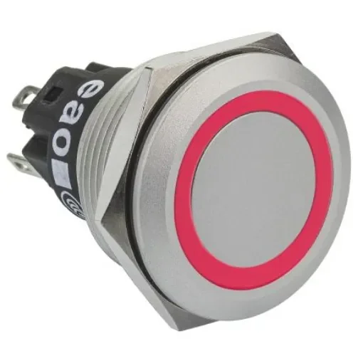 EAO 82 Series Illuminated Push Button Switch, Momentary, Panel Mount, 22.3mm Cutout, SPDT, Red LED, 240V, IP65, IP67 - 82-6551.1113 product image